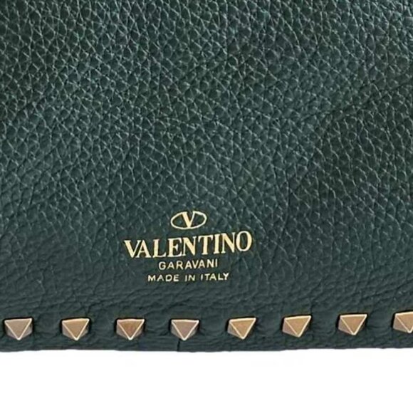 VALENTINO GREEN/BLACK REVERSIBLE ROCKSTUD LEATHER TOTE - Picture 3 of 16
